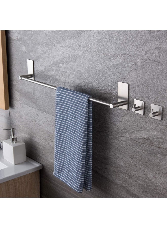 LYNLYN 40cm Self Adhesive Towel Bar, Rustproof SUS304 Stainless Steel with 2 Hooks, No Drilling Required for Bathroom, Kitchen, and RV - Image 3